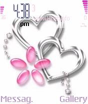 Pink Flower Sliver 2 Hearts Theme