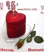 Red Heart Candle Rose Romantic Theme