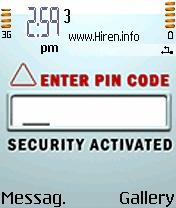 Security Activatd Enter Pin Code