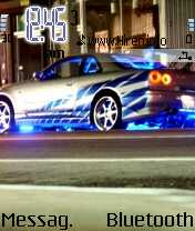 Skyline Blue Neon Lights Car