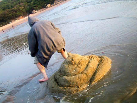 Beach Huge Poop